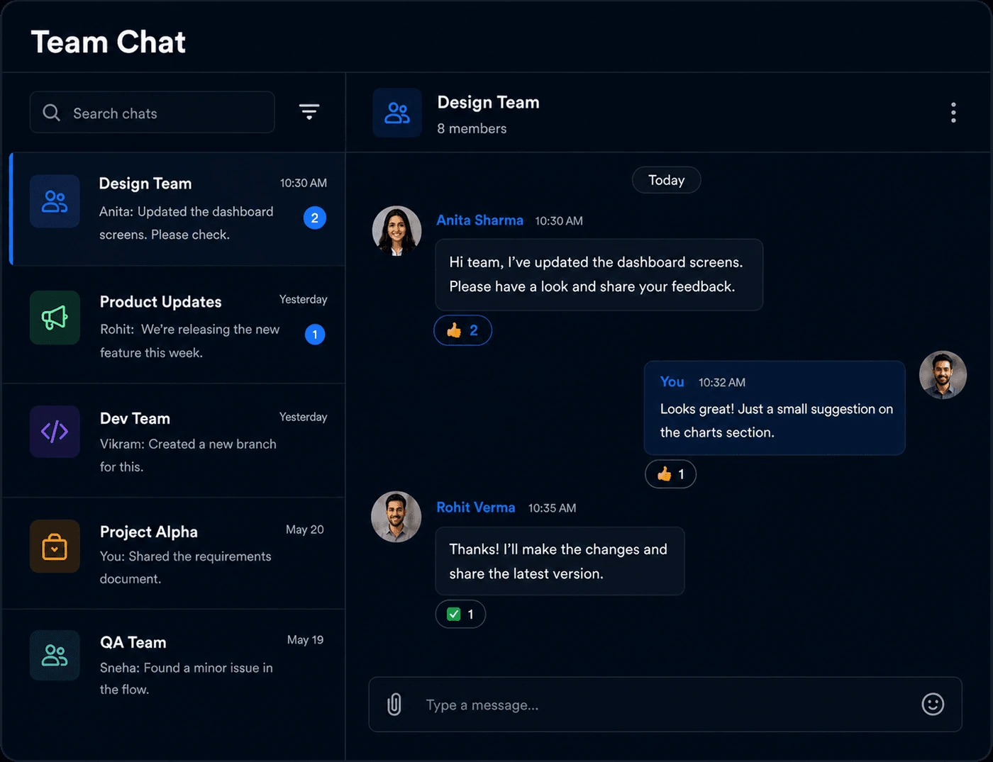 Team Chat interface