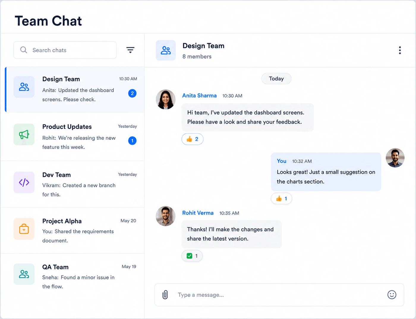 Team Chat interface